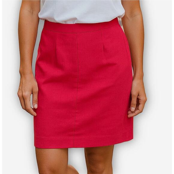 Talbots Skirt A Line Irish Linen Hot Pink Career Work Office Size 8 - Picture 1 of 9